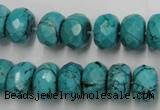 CWB448 15.5 inches 8*12mm faceted rondelle howlite turquoise beads