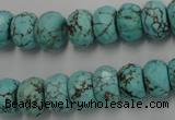 CWB449 15.5 inches 8*12mm faceted rondelle howlite turquoise beads