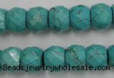 CWB450 15.5 inches 10*12mm faceted rondelle howlite turquoise beads