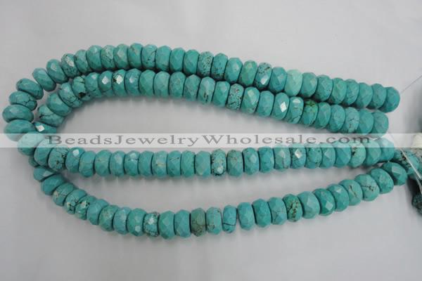 CWB451 15.5 inches 7*14mm faceted rondelle howlite turquoise beads