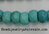 CWB454 15.5 inches 10*14mm faceted rondelle howlite turquoise beads