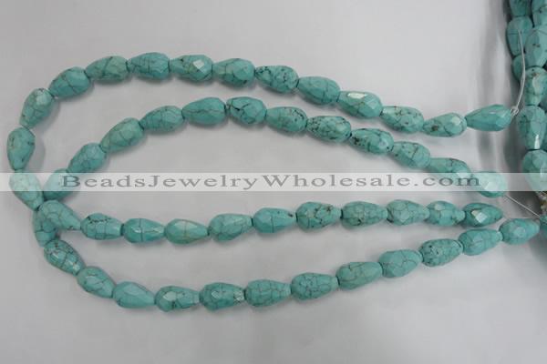 CWB471 15.5 inches 10*16mm faceted teardrop howlite turquoise beads