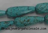 CWB472 15.5 inches 10*30mm faceted teardrop howlite turquoise beads