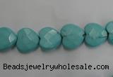 CWB491 15.5 inches 10*10mm faceted heart howlite turquoise beads