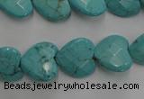 CWB493 15.5 inches 15*15mm faceted heart howlite turquoise beads