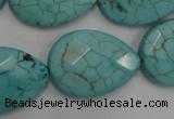 CWB506 15.5 inches 18*25mm faceted flat teardrop howlite turquoise beads