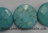 CWB528 15.5 inches 25mm faceted oval howlite turquoise beads