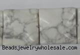 CWB62 15.5 inches 25*25mm wavy square natural white howlite beads