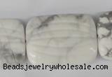 CWB63 15.5 inches 25*35mm carved rectangle natural white howlite beads