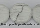 CWB65 15.5 inches 30mm carved coin natural white howlite beads