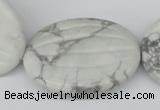 CWB70 15.5 inches 30*40mm carved oval natural white howlite beads