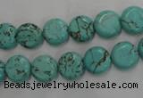 CWB701 15.5 inches 10mm flat round howlite turquoise beads