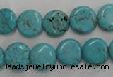 CWB703 15.5 inches 12mm flat round howlite turquoise beads