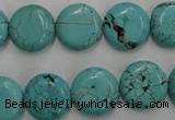 CWB704 15.5 inches 14mm flat round howlite turquoise beads