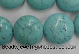 CWB710 15.5 inches 20mm flat round howlite turquoise beads