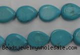 CWB722 15.5 inches 10*14mm flat teardrop howlite turquoise beads