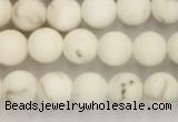 CWB811 15.5 inches 4mm round matte white howlite turquoise beads