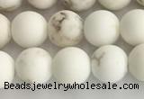 CWB812 15.5 inches 6mm round matte white howlite turquoise beads