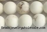 CWB813 15.5 inches 8mm round matte white howlite turquoise beads