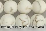 CWB814 15.5 inches 10mm round matte white howlite turquoise beads