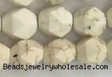 CWB885 15.5 inches 6mm faceted nuggets white howlite turquoise beads