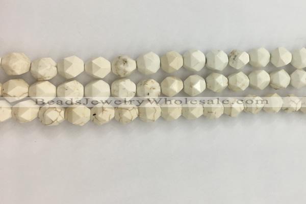 CWB885 15.5 inches 6mm faceted nuggets white howlite turquoise beads