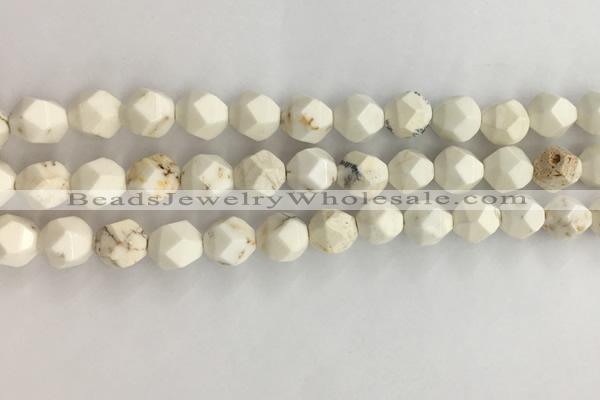 CWB886 15.5 inches 8mm faceted nuggets white howlite turquoise beads