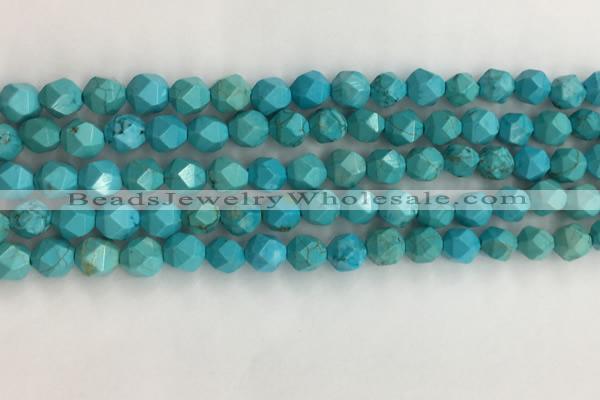 CWB889 15.5 inches 6mm faceted nuggets howlite turquoise beads