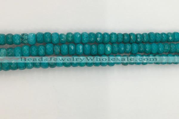 CWB903 15.5 inches 5*8mm faceted rondelle howlite turquoise beads