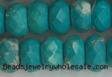 CWB905 15.5 inches 6*10mm faceted rondelle howlite turquoise beads