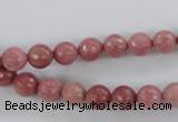 CWF01 15.5 inches 6mm faceted round pink wooden fossil jasper beads