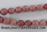 CWF02 15.5 inches 8mm faceted round pink wooden fossil jasper beads