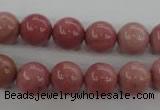 CWF15 15.5 inches 12mm round pink wooden fossil jasper beads wholesale