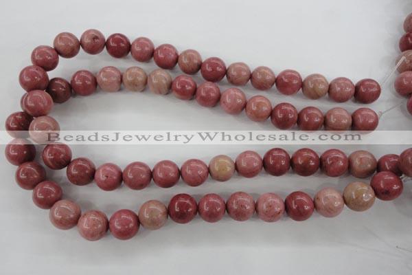 CWF16 15.5 inches 14mm round pink wooden fossil jasper beads wholesale