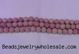 CWF20 15.5 inches 4mm round matte pink wooden fossil jasper beads