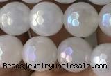 CWH61 15.5 inches 8mm faceted round AB-color white jade beads