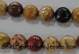 CWJ305 15.5 inches 11mm faceted round wood jasper gemstone beads