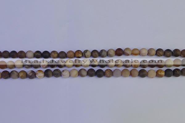 CWJ411 15.5 inches 6mm round matte wood jasper beads wholesale