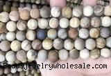 CWJ442 15.5 inches 8mm round matte wood jasper beads wholesale