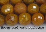 CWJ472 15.5 inches 12mm faceted round yellow petrified wood jasper beads