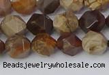 CWJ484 15.5 inches 8mm faceted nuggets wood jasper beads