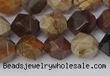 CWJ485 15.5 inches 10mm faceted nuggets wood jasper beads