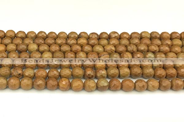 CWJ601 15 inches 6mm faceted round wooden jasper beads wholesale