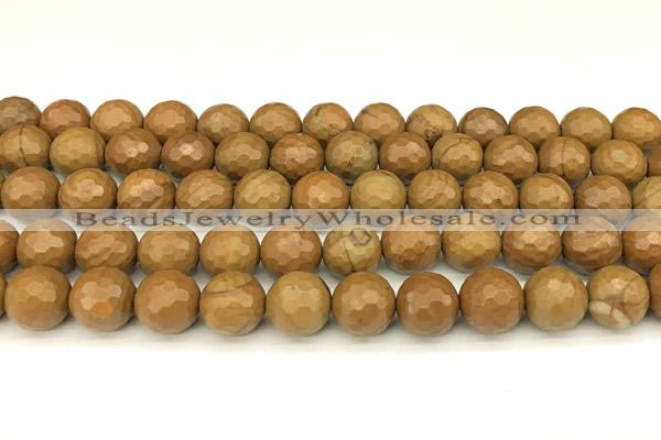 CWJ602 15 inches 8mm faceted round wooden jasper beads wholesale