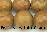 CWJ603 15 inches 10mm faceted round wooden jasper beads wholesale