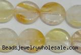 CYC06 15.5 inches 20mm flat round yellow crystal quartz beads