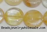 CYC07 15.5 inches 25mm flat round yellow crystal quartz beads