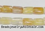 CYC08 15.5 inches 10*14mm rectangle yellow crystal quartz beads