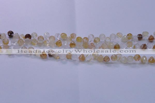 CYC135 Top drilled 7*7mm faceted teardrop yellow quartz beads