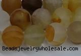 CYC143 15.5 inches 10mm round matte yellow quartz beads wholesale